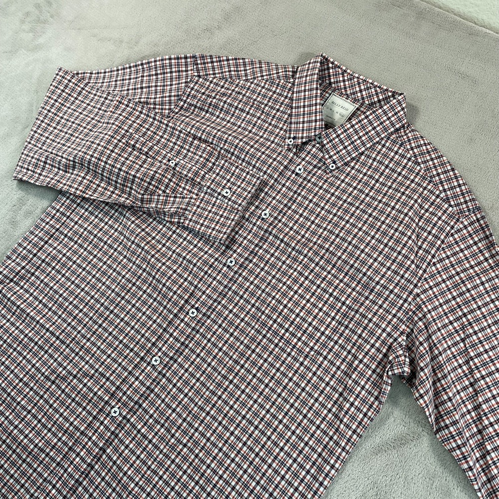 BILLY REID Tuscumbia Standard Cut Shirt Men 2XL Black Orange Plaid Italy Made